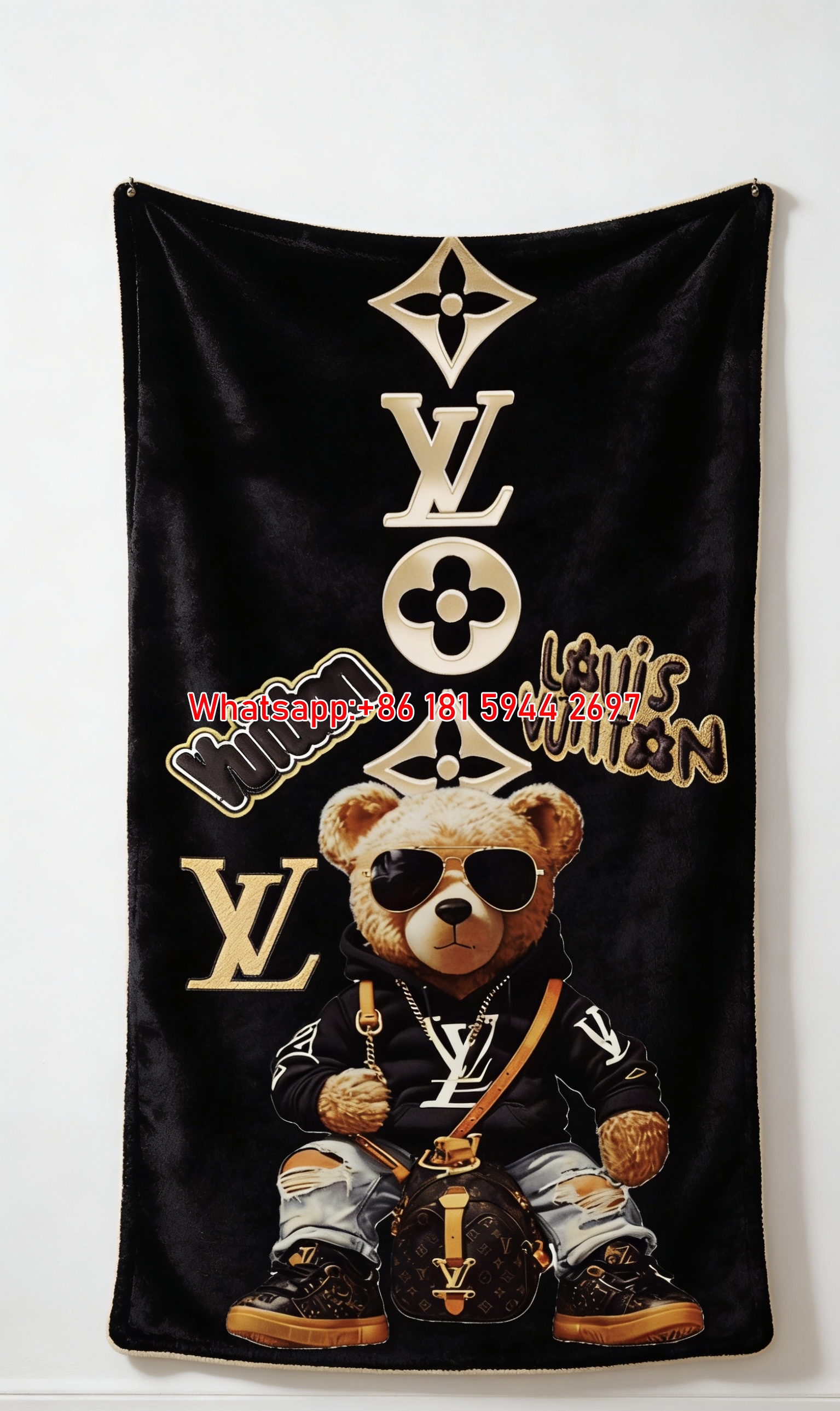 LV Streetwear Bear Flannel Throw Blanket 279